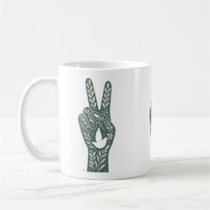 Mug Signe de paix floral rétro et art de colombe  Sole