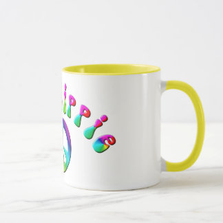 Mug Signe de paix hippie d'arc-en-ciel de KRW vieux