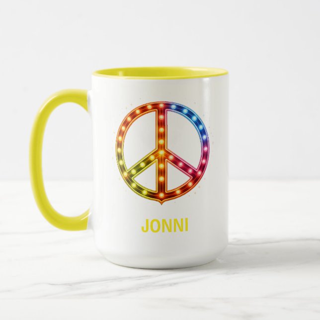 Mug Signe de paix Neon Lighst Unisexe (Gauche)