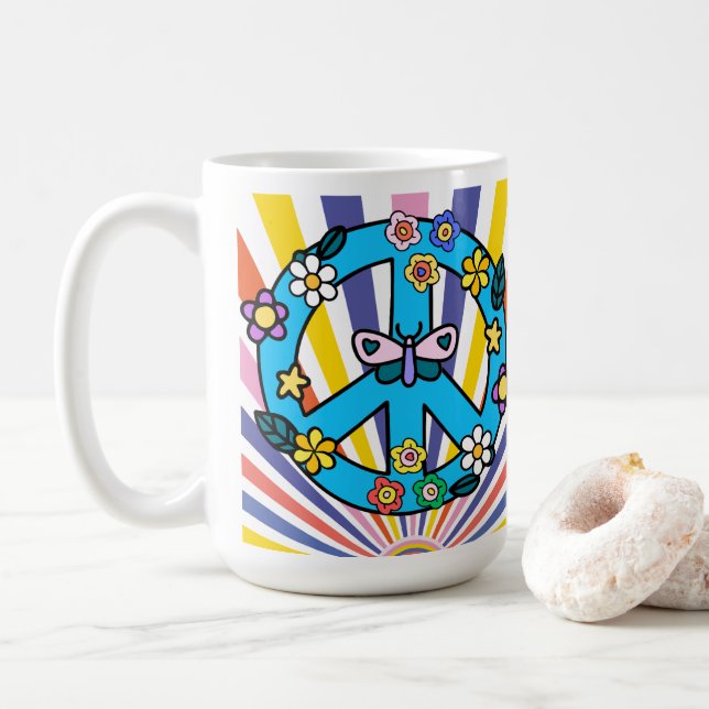 Mug Signe de paix rétro (Avec donut)