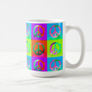 Mug Signe de paix tie and dye groovy graffiti peinture