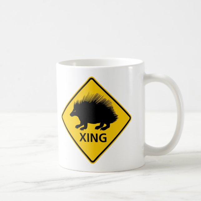 Mug Signe de route de croisement de porc-épic (Droite)