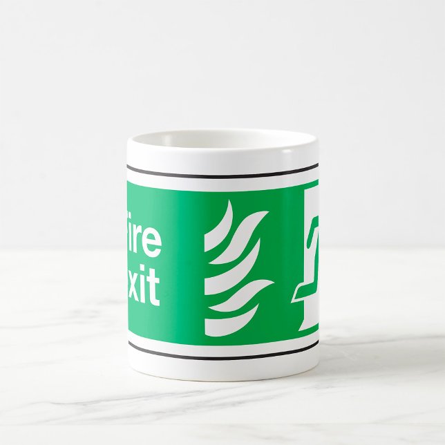 Mug Signe de sécurité de sortie d'incendie Évacuation  (Créateur téléchargé)
