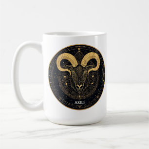 Mug Signe du zodiaque Bélier doré avec ornements