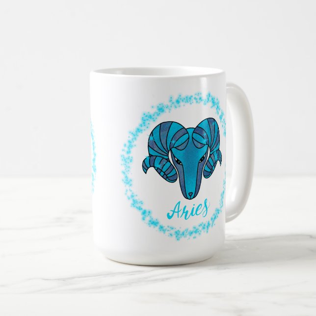 Mug signe du zodiaque Capricorne Bélier Bleu (Devant droit)