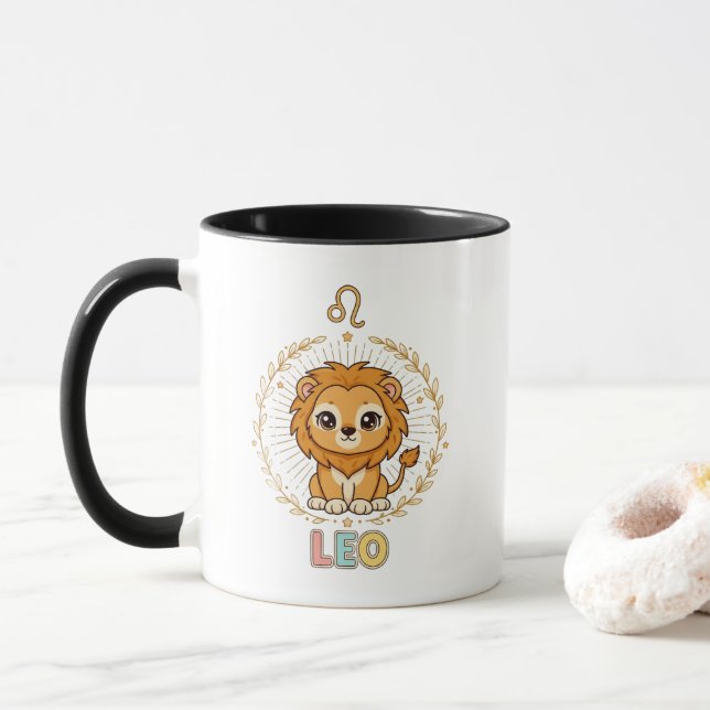 Mug Signe du zodiaque Lion Mignon Kawaii (Avec donut)