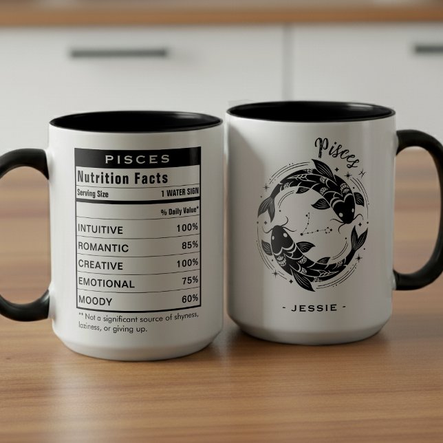 Mug Signe du zodiaque Poissons Faits nutritionnels Ast (Pisces Zodiac Sign Astrology Nutrition Facts Mug
)