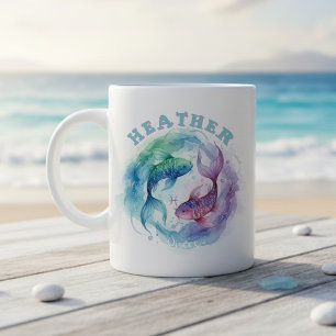 Mug Signe du zodiaque Poissons Poisson aquarelle Astro