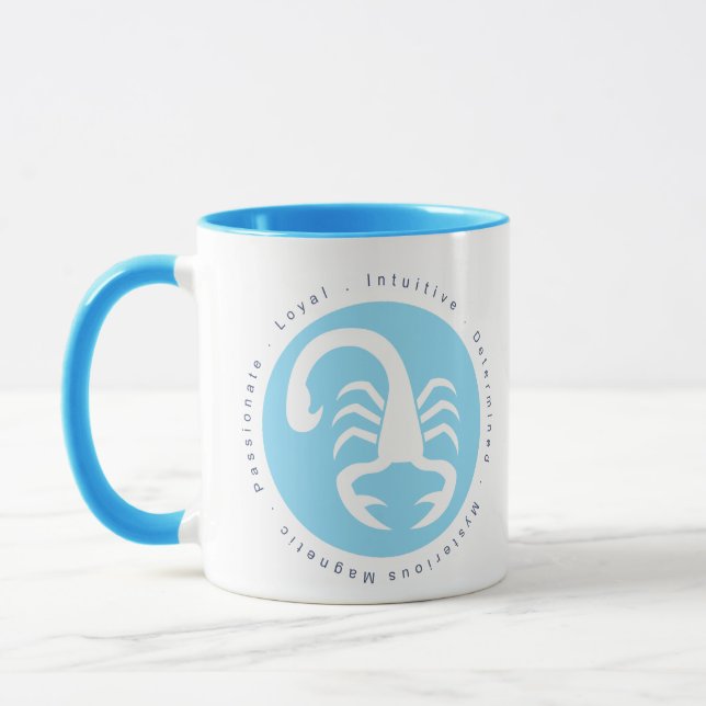 Mug Signe du zodiaque Scorpion Bleu et Blanc (Gauche)