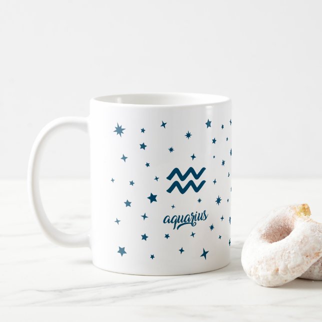 Mug Signe du zodiaque Verseau Astrologie Anniversaire  (Avec donut)