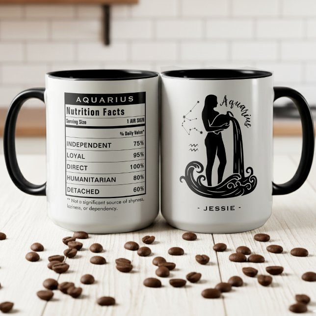Mug Signe du zodiaque Verseau Faits de nutrition en as (Aquarius Zodiac Sign Astrology Nutrition Facts Mug
)