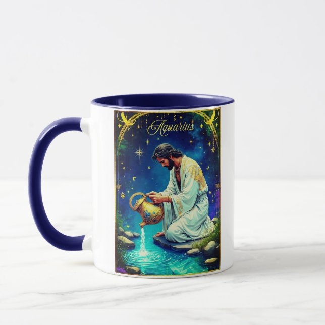 Mug Signe du zodiaque Verseau sous un ciel étoilé (Gauche)