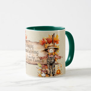 Mug Signe en bois de Thanksgiving & Scène d'Automne