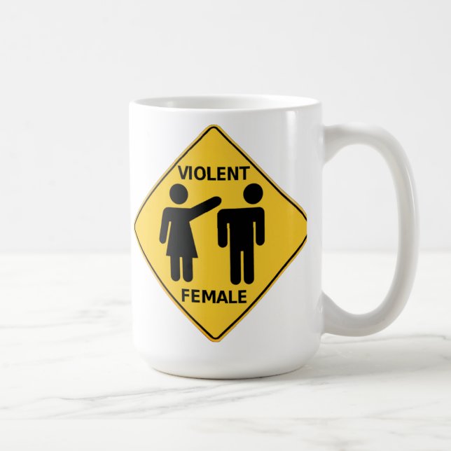 Mug Signe femelle violent de bande dessinée (Droite)