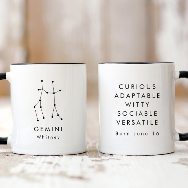 Mug Signe minimaliste Gémeaux personnalisé (Créateur téléchargé)