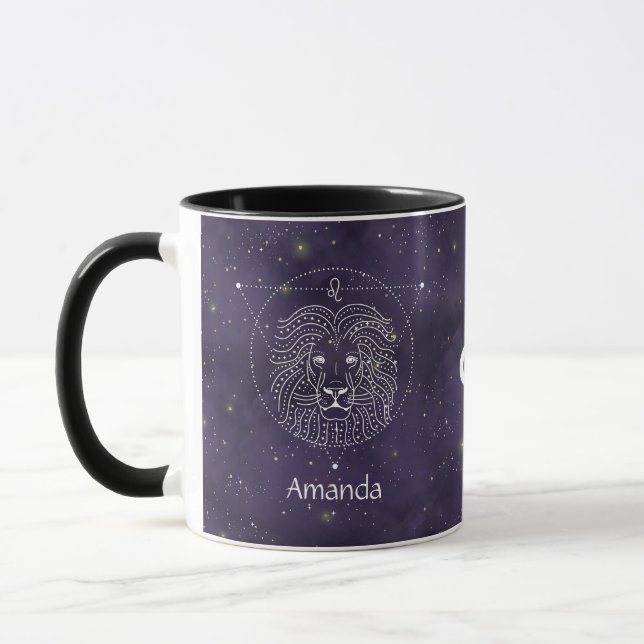 Mug Signe Zodiac Aquarelle Leo Boue personnalisable (Gauche)