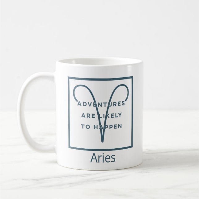 Mug Signe Zodiac Aries Citation amusante en bleu et bl (Gauche)