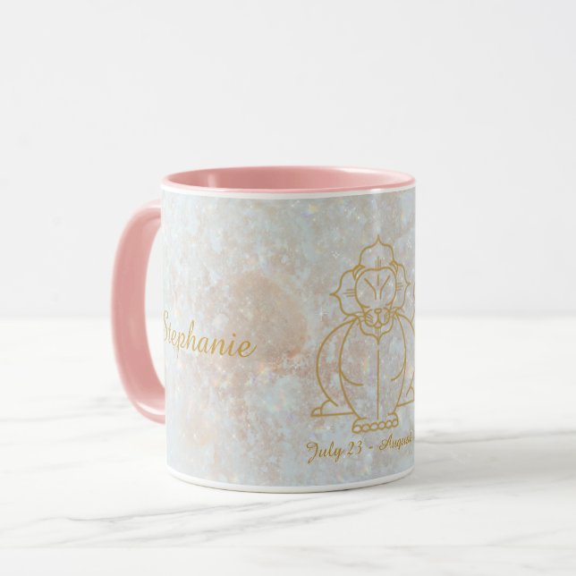 Mug SIGNE Zodiac Léo Étoile Céleste Monogramme Parties (Devant gauche)