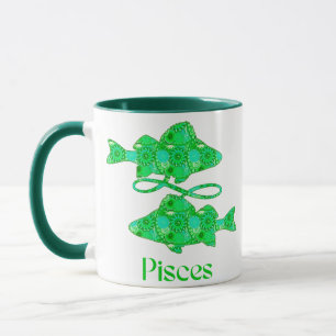 Mug Signe Zodiac pour Poissons en Vert de mer