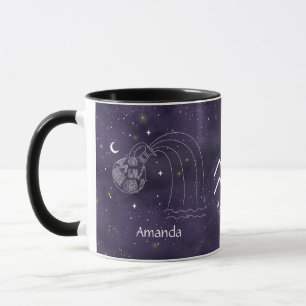 Mug SIGNE Zodiaque Aquarelle Aquarius Boue personnalis
