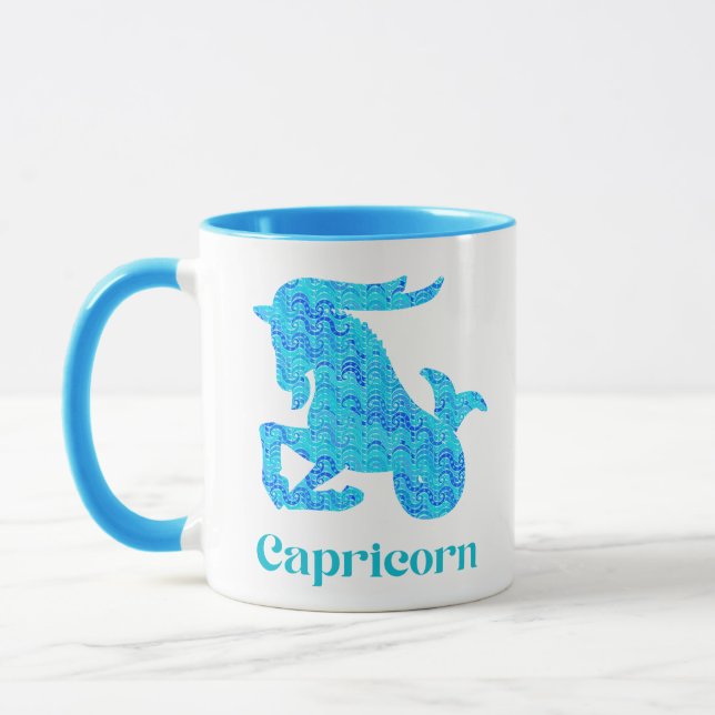 Mug SIGNE Zodiaque pour Capricorne en Turquoise et Ble (Gauche)