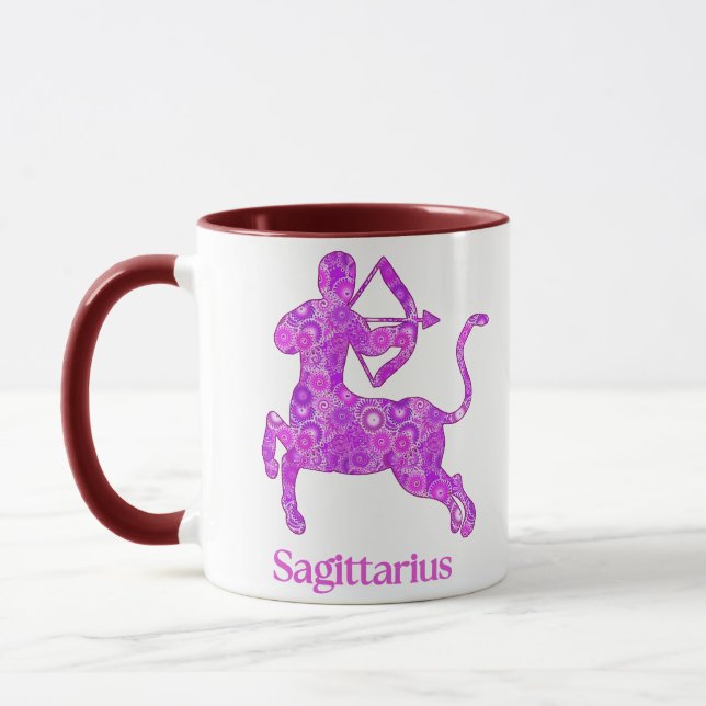Mug Signe zodiaque pour Sagittarius dans Amethyst Purp (Gauche)
