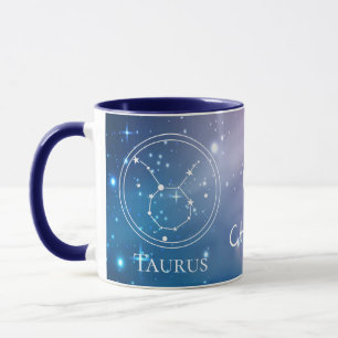 Mug SIGNE Zodiaque TAURUS Purple Nom bleu Monogramme