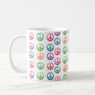 Mug Signes de paix groovy style aquarelle hippie amour