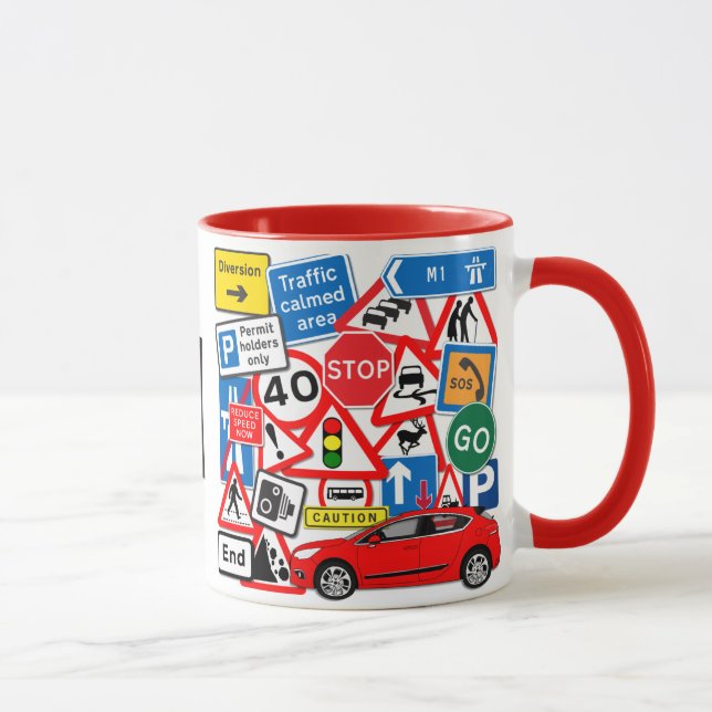 Mug Signes routiers et voiture rouge (Droite)