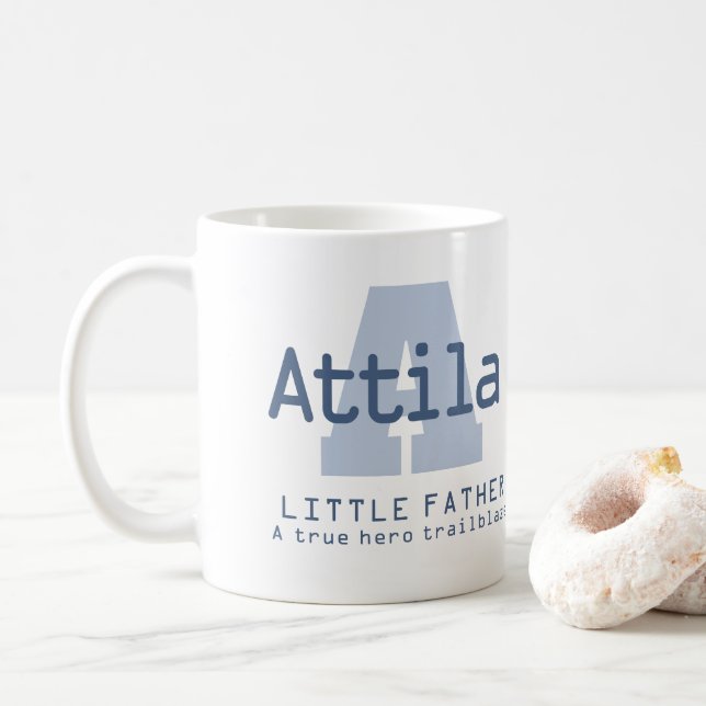 Mug Signification du nom Attila monogramme A bleu (Avec donut)