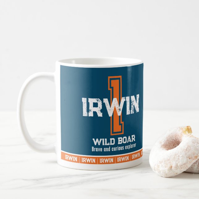 Mug Signification du nom Irwin monogramme sportif oran (Avec donut)