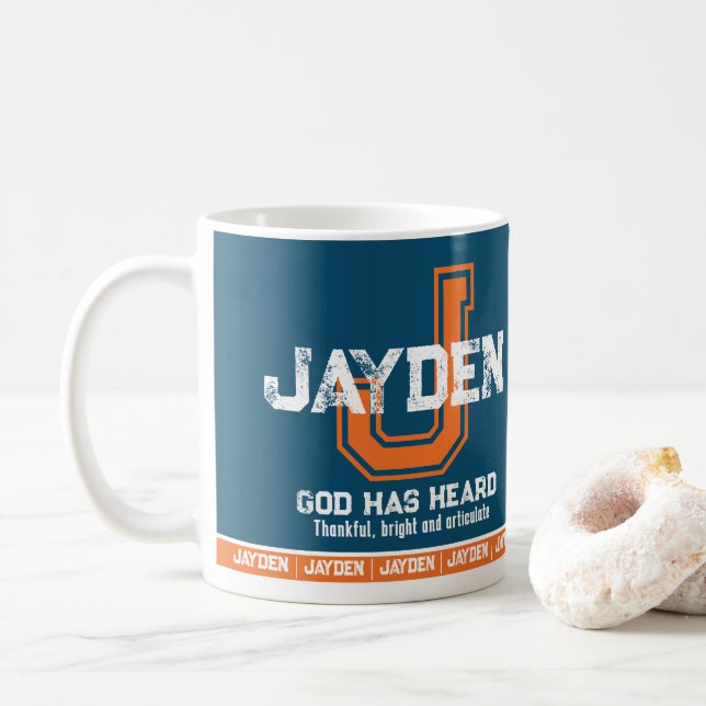 Mug Signification du nom Jayden monogramme sportif ora (Avec donut)