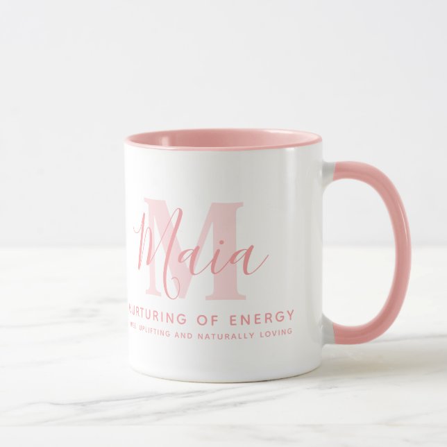 Mug Signification du nom Maia et monogramme en texte r (Droite)