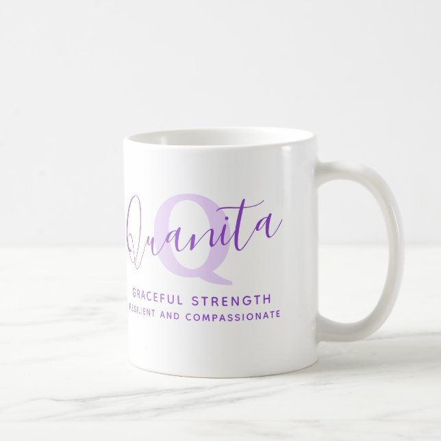 Mug Signification du nom Quanita monogramme Z violet (Droite)