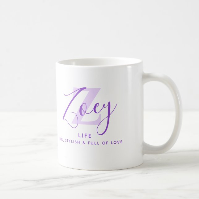 Mug Signification du nom Zoey monogramme Z violet (Droite)