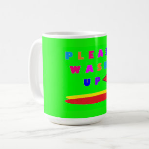 Mug S'il vous plaît laver la chaux design vert avec de