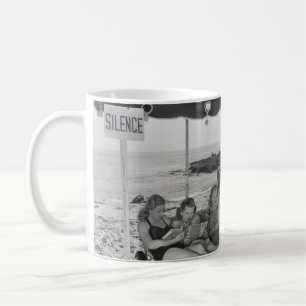Mug Silence est plage dorée, vintage, rétro, livre, pe