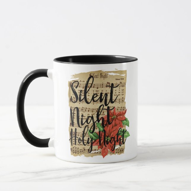 Mug Silence Nuit Saint Nuit Feuille Musique Image (Gauche)