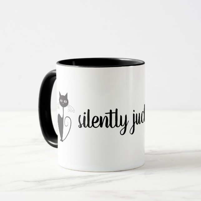 Mug Silencieusement vous jugeant [chat noir] (Devant gauche)