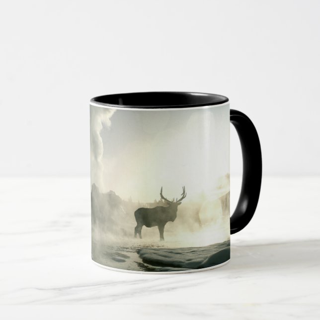 Mug Silhouette au lever du soleil de l'élan au Castle  (Devant droit)