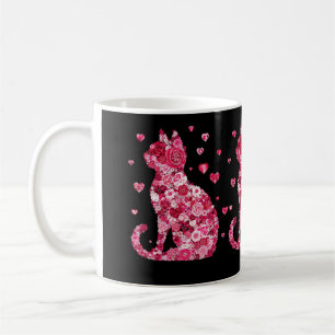 Mug Silhouette Chat Floral ArtFaux Toile Enveloppée Im