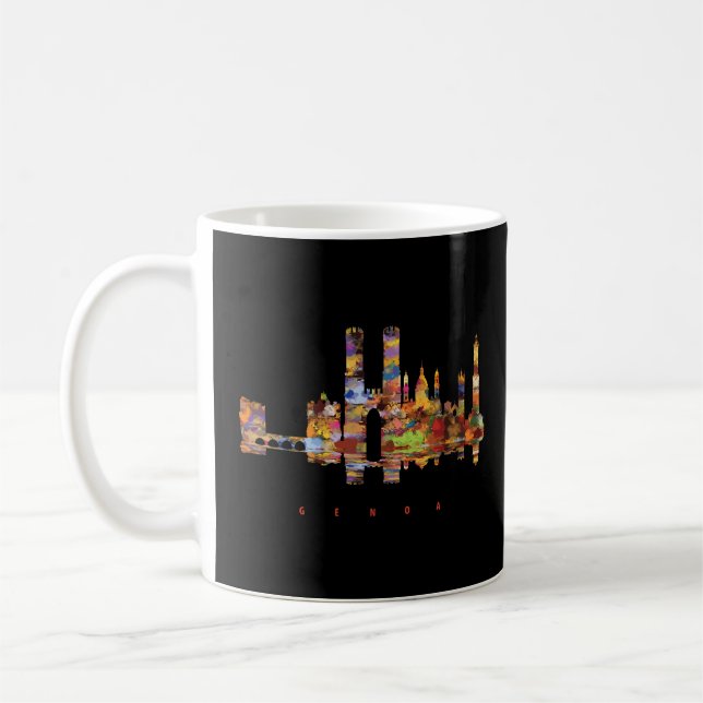 Mug Silhouette colorée de Gênes (Gauche)