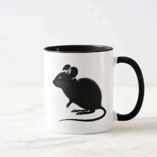 Mug Silhouette d’un rat noir, design moderne. 
