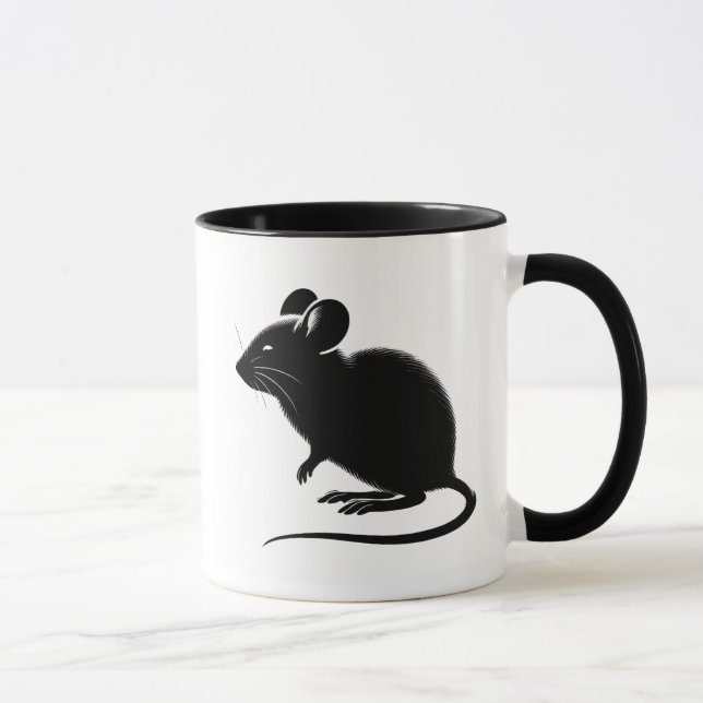 Mug Silhouette d’un rat noir, design moderne.  (Droite)