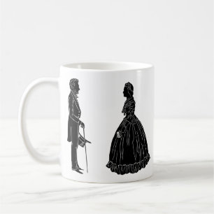 Mug silhouette d'abraham lincoln et de mary todd linco