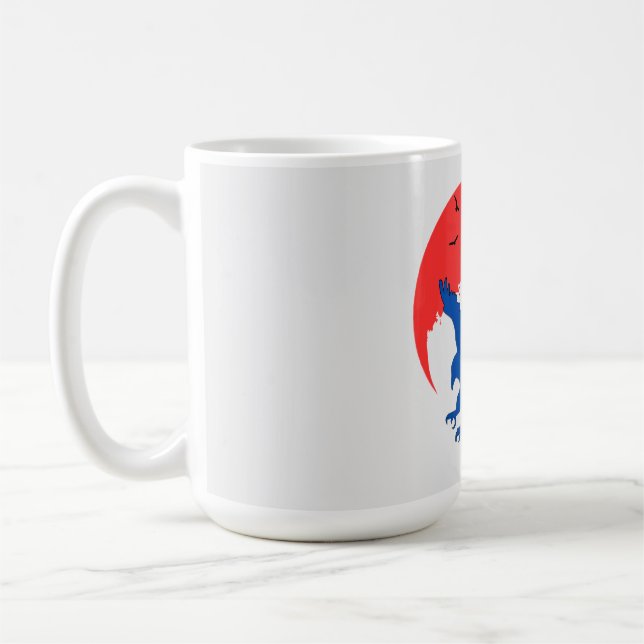 Mug Silhouette d'aigle bleu avec Porte - clé de lune r (Gauche)