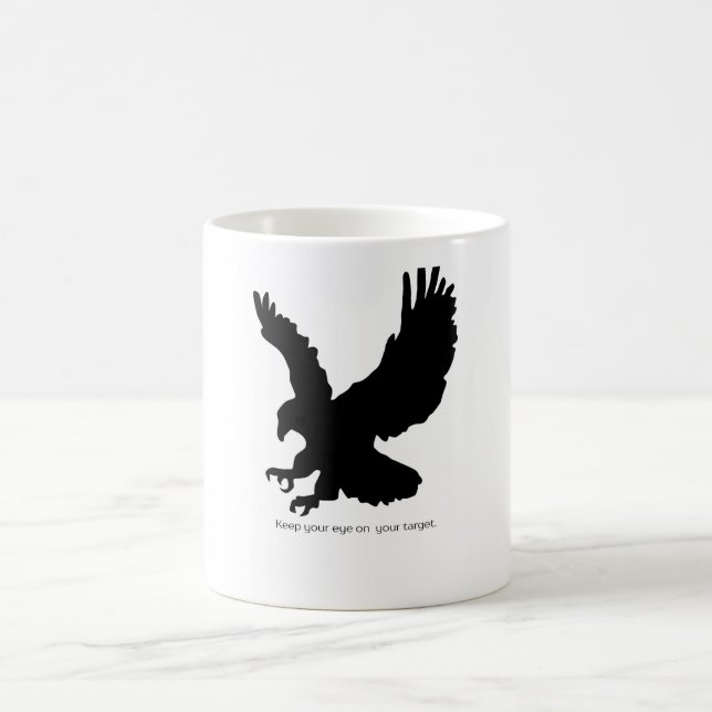 Mug Silhouette d'aigle Motivation Gardez Votre Œil sur (Centre)