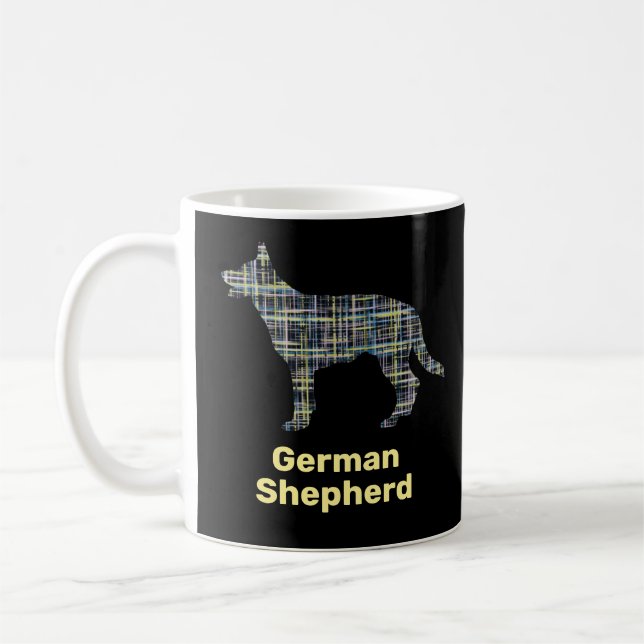 Mug Silhouette de Berger Allemand Grille Jaune&Noir (Gauche)