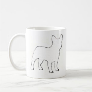 Mug Silhouette de Bouledogue Français Blanc