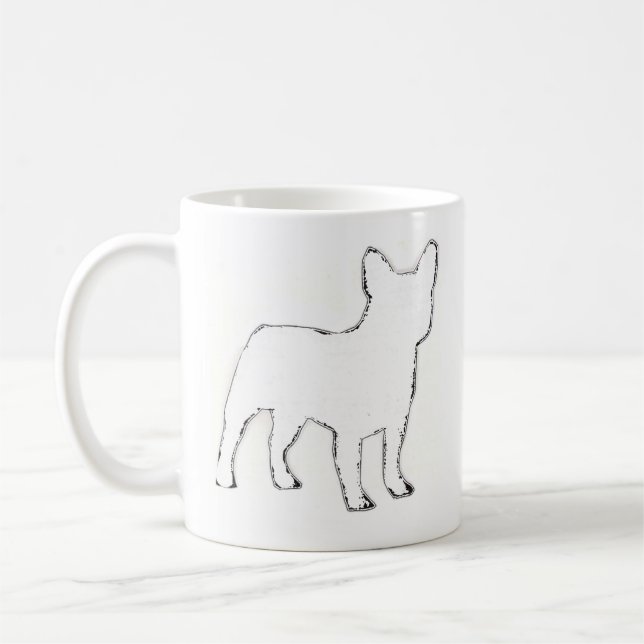 Mug Silhouette de Bouledogue Français Blanc (Gauche)